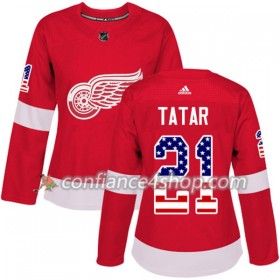 Adidas Maillot de Hockey Detroit Red Wings Tomas Tatar 21 2017-2018 Rouge USA Flag Fashion Authentic - Femme